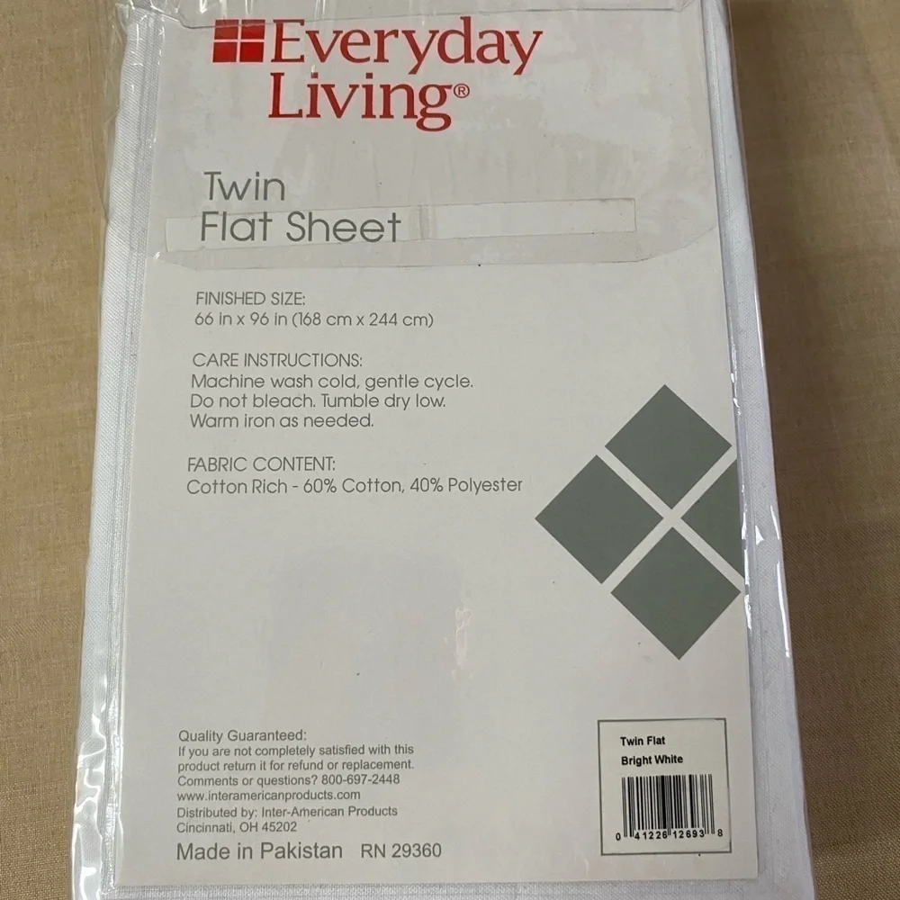 Everyday Living Twin Flat Sheet 250 Thread Count (DF)
